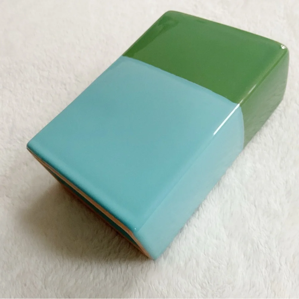 Red Envelope Portugal Ceramic Vase Green Blue Color Block Modern 6”